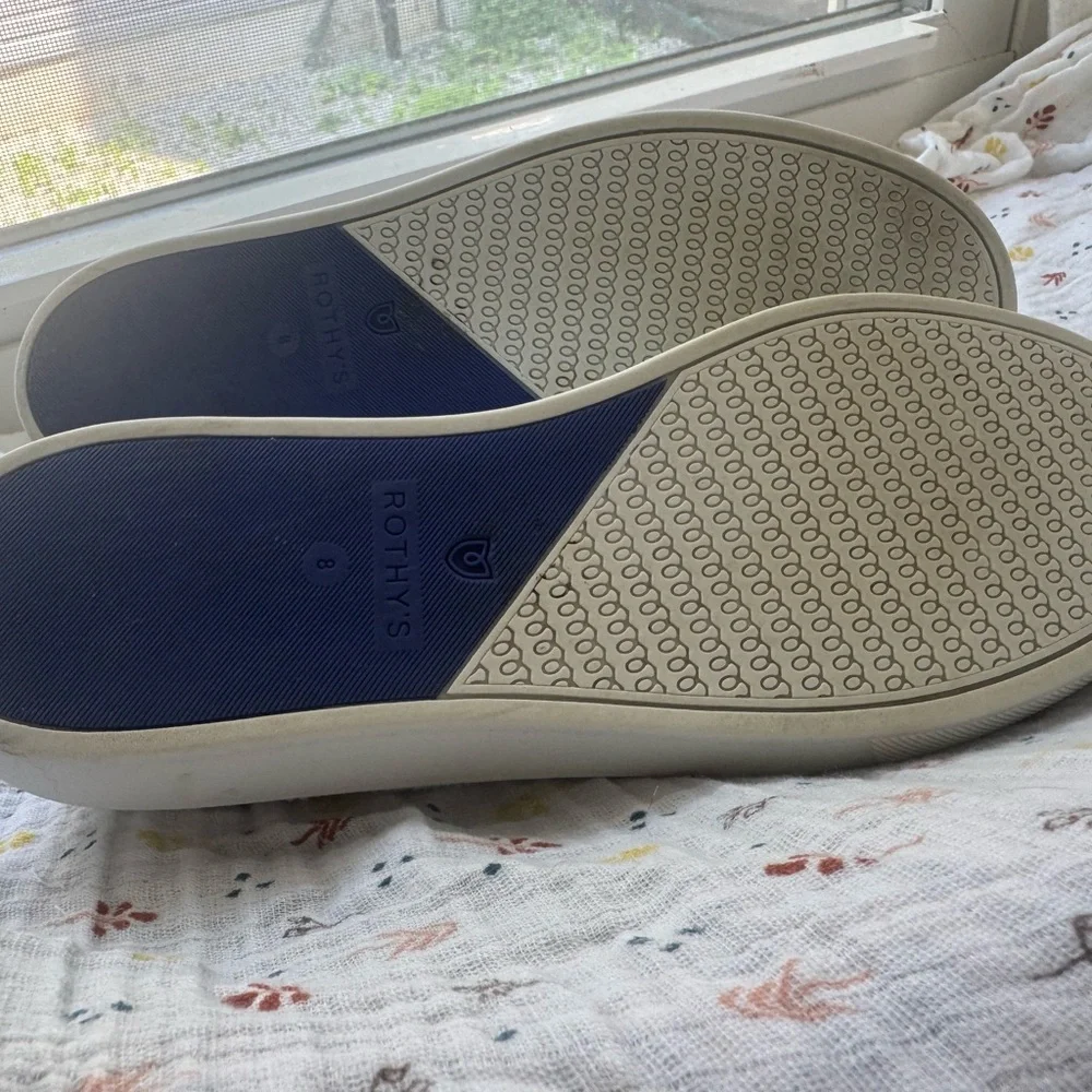 Rothy's White and Yellow Knit Sneakers with yellow stripe - Picture 4 of 4